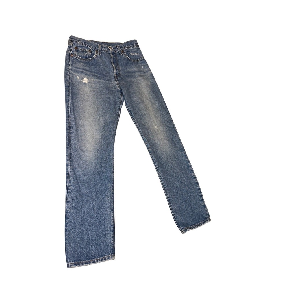 Levis Premium 501 Original Fit Jeans Womens 27x30 Medium Wash Blue Straight Leg
